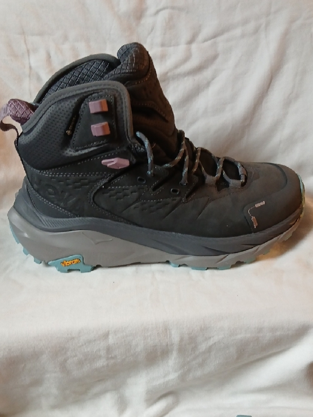 Hoka Women's Dark Gray Lace-Up Hiking Boots with Pink Accents - Picture 4 of 11